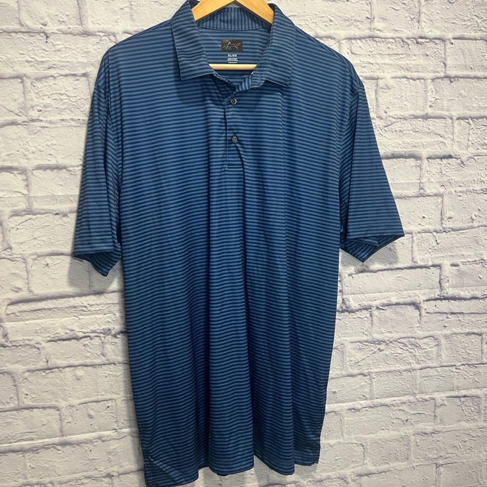 Greg Norman Collection XL Blue Striped Polo Shirt